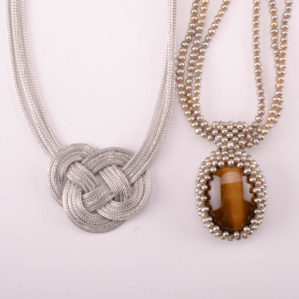 Assortment of Silver Tone Fashion Jewelry