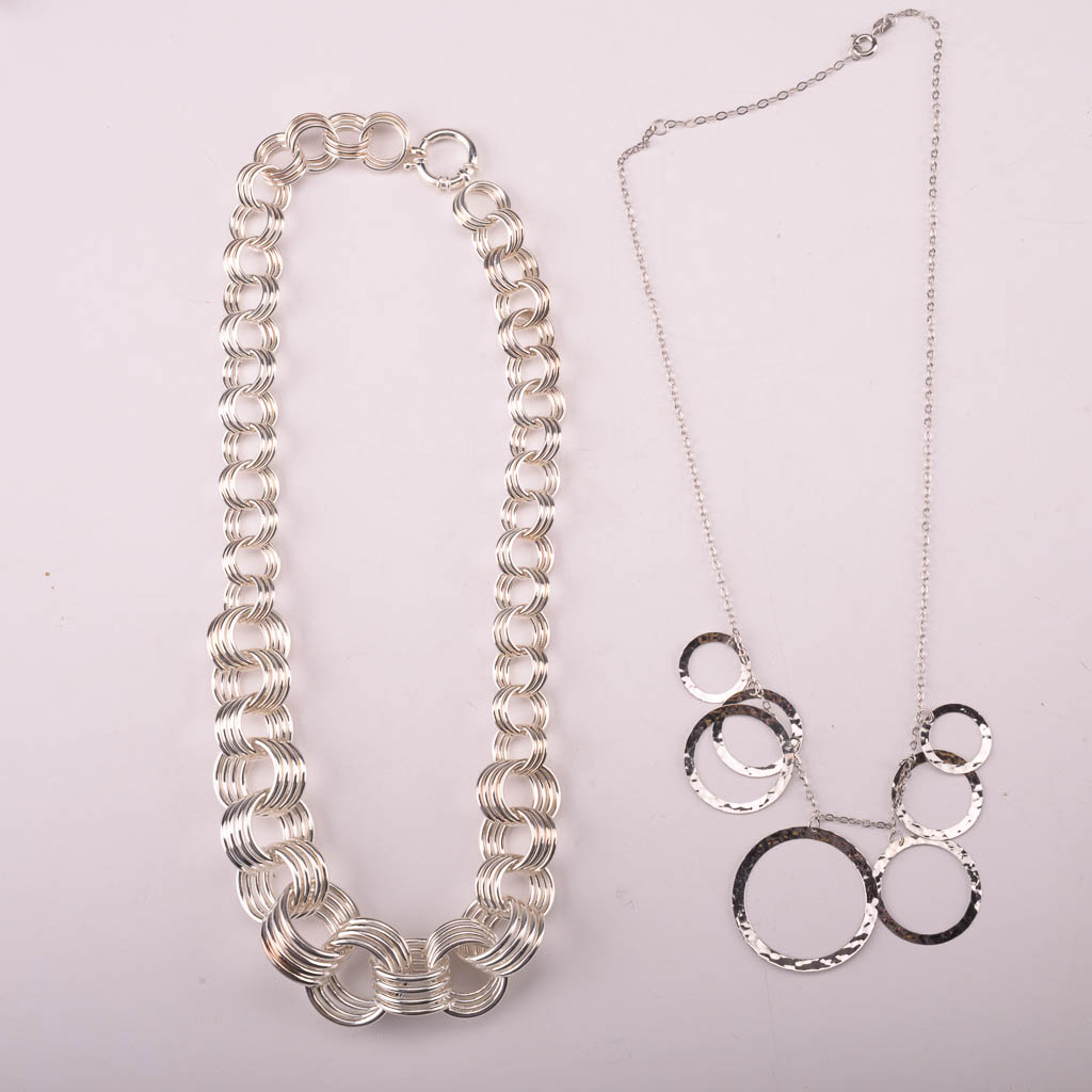 Assortment of Silver Tone Fashion Jewelry