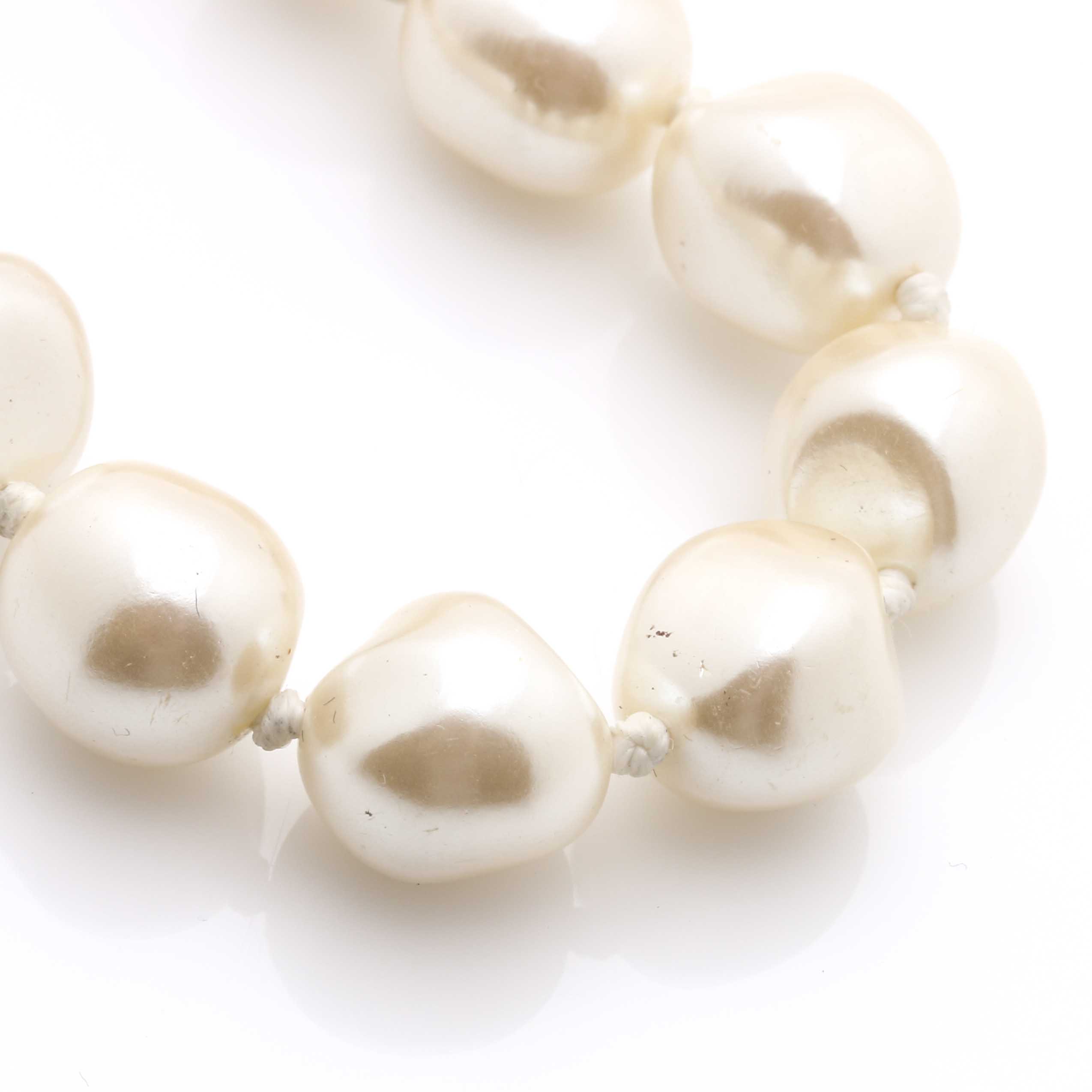 Gold Tone Givenchy Bracelet With Faux Pearls