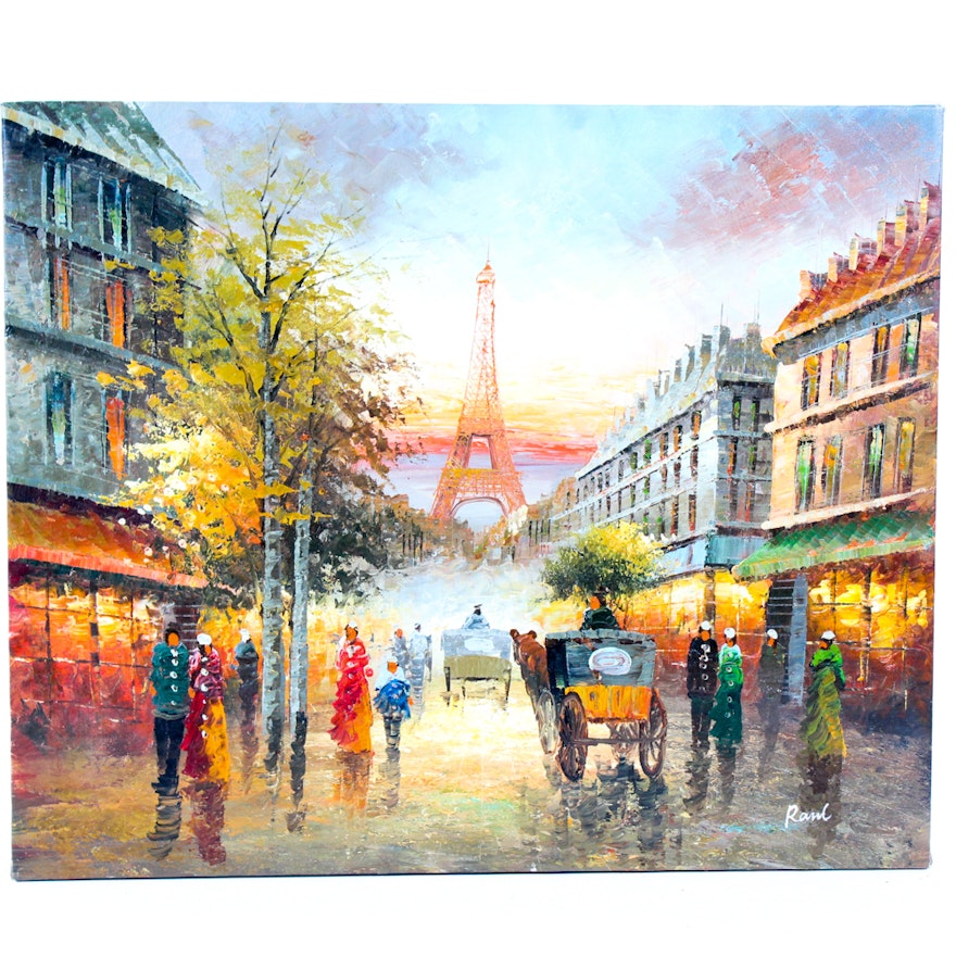 Raul Parisian Landscape Acrylic Painting on Canvas