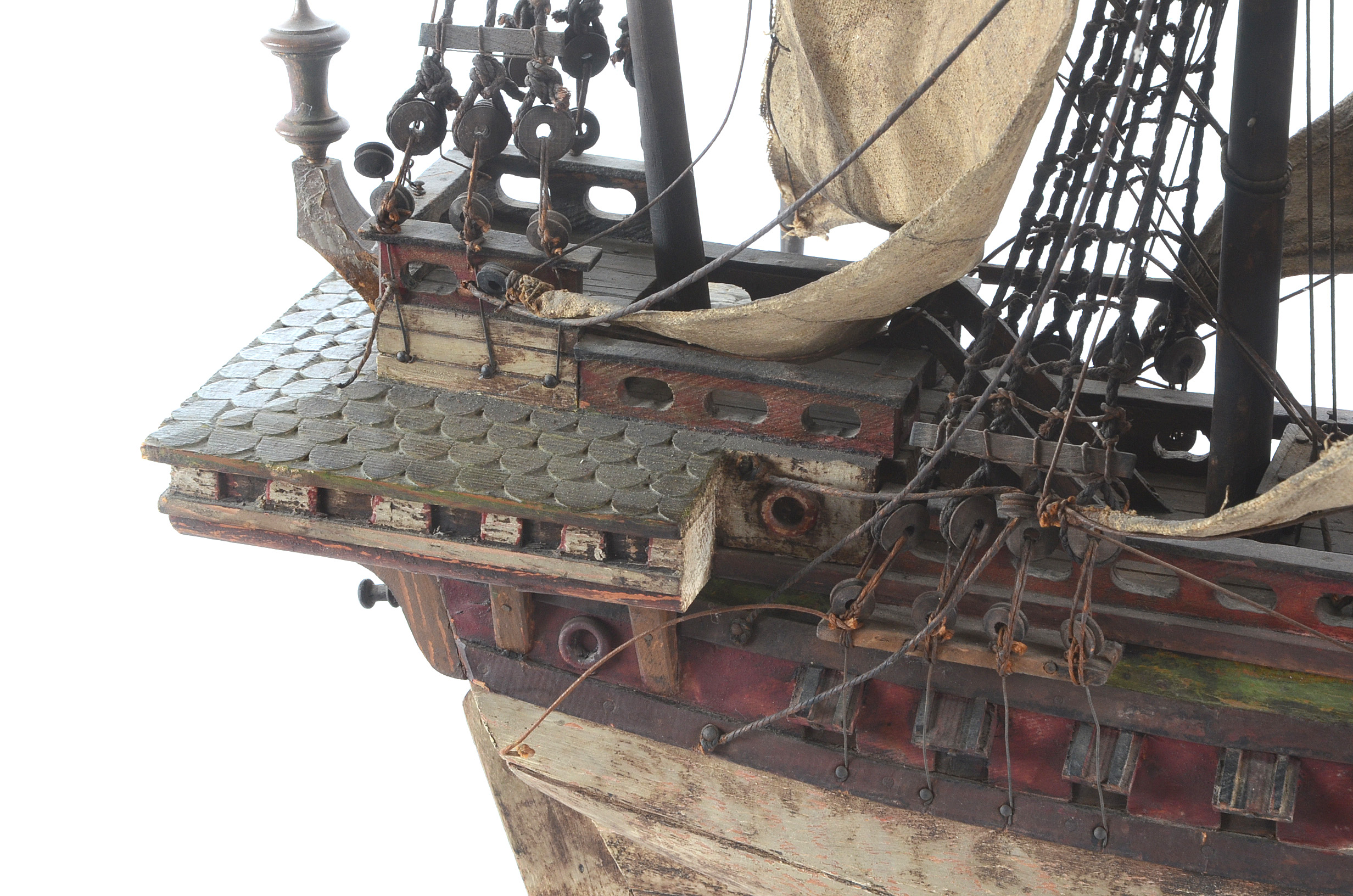 Vintage Folk Art Model Ship With Stand EBTH   CMC 0180.JPG