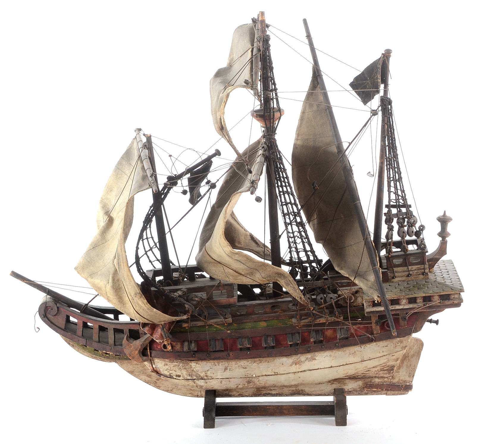 Vintage Folk Art Model Ship With Stand EBTH   CMC 0182.JPG