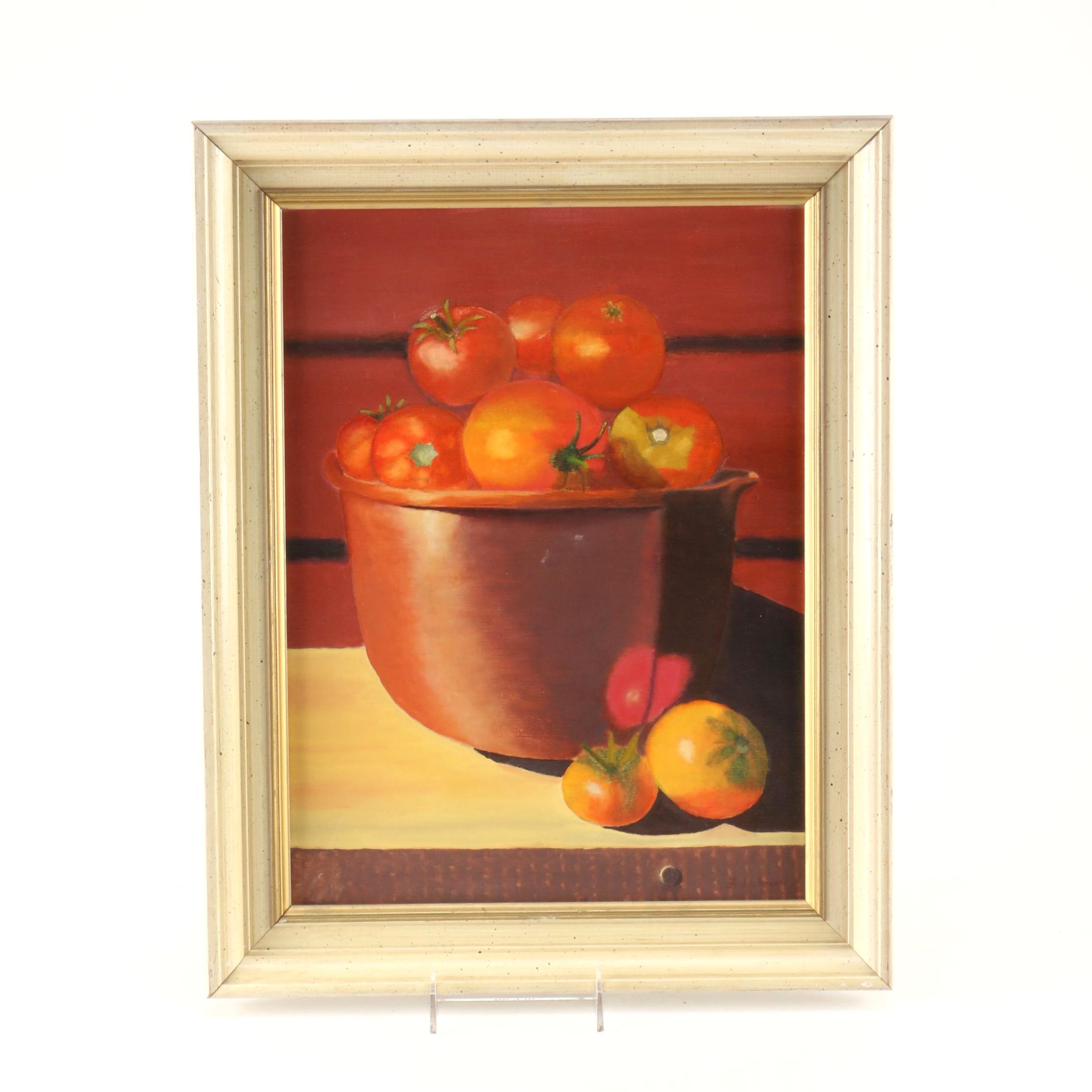 1981 Signed Oil on Canvas Still Life Painting of Tomatoes