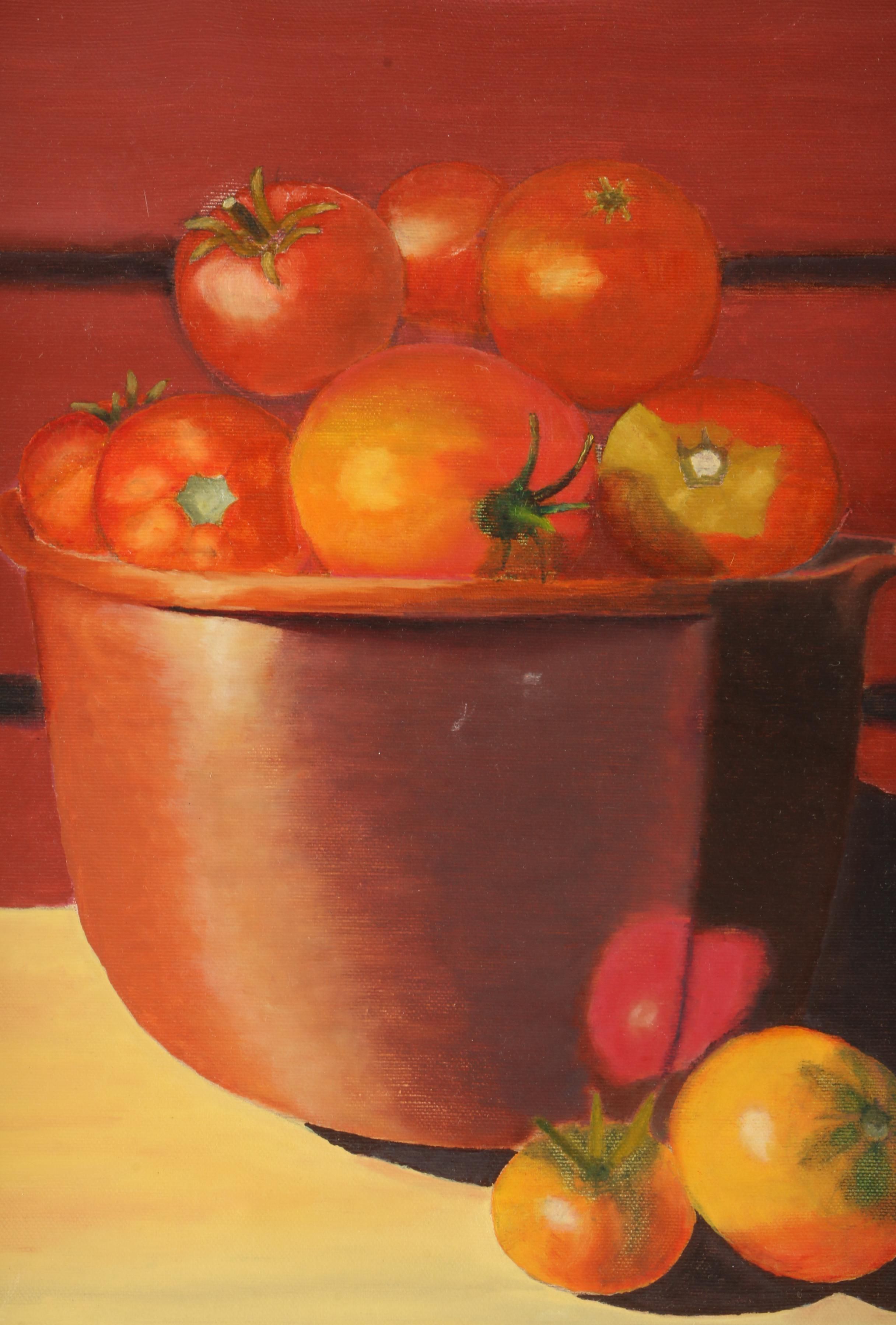 1981 Signed Oil on Canvas Still Life Painting of Tomatoes