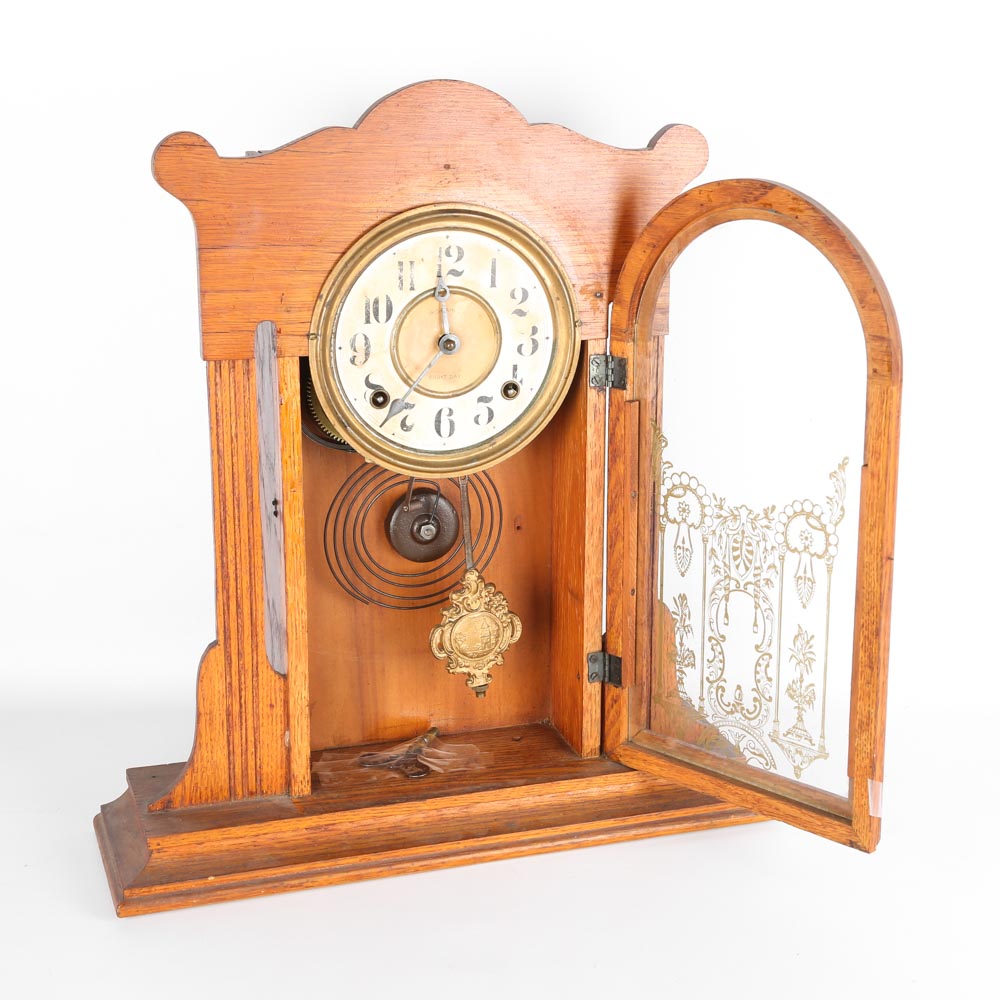 Antique Ingraham Eight Day Pendulum Mantel Clock