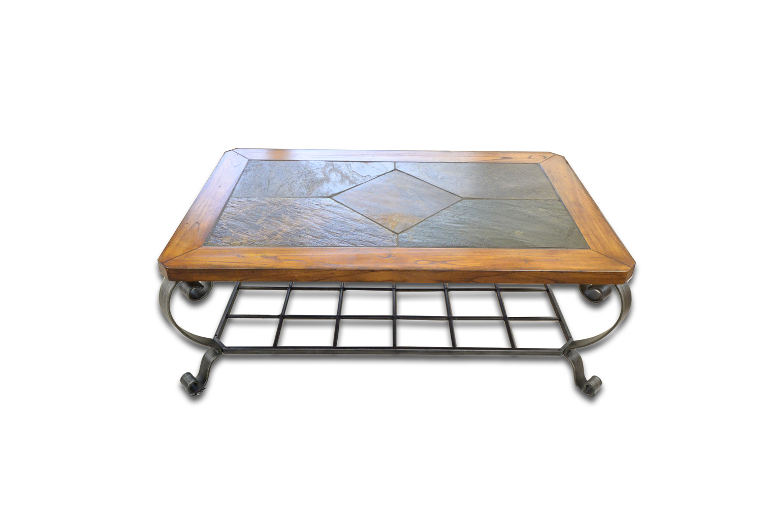 Wood and Stone Tile Coffee Table