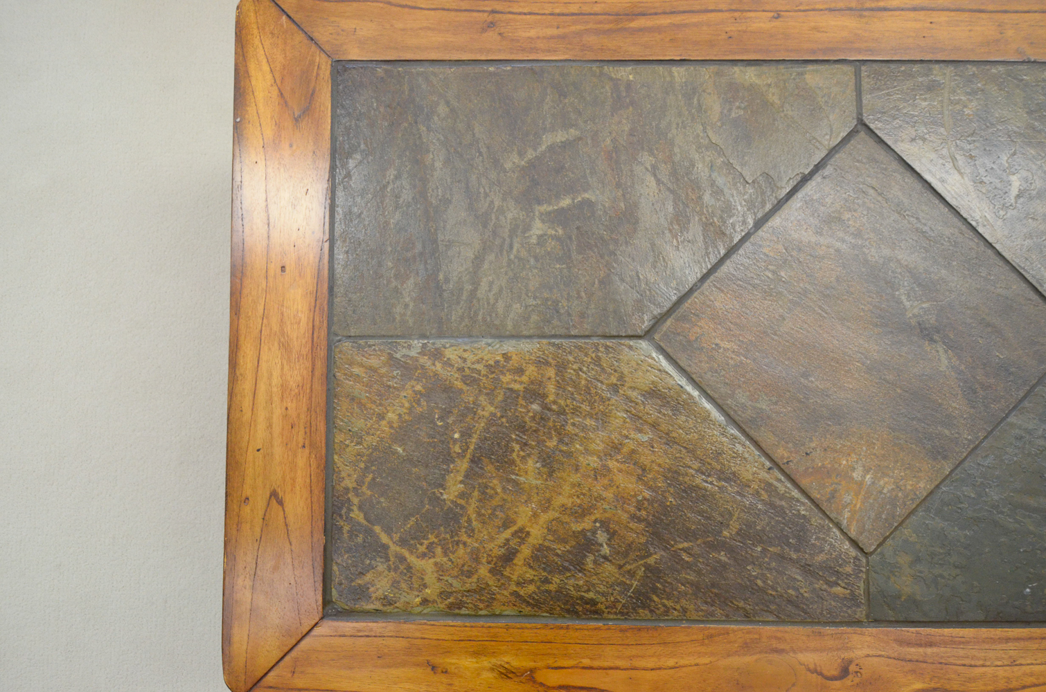 Wood and Stone Tile Coffee Table