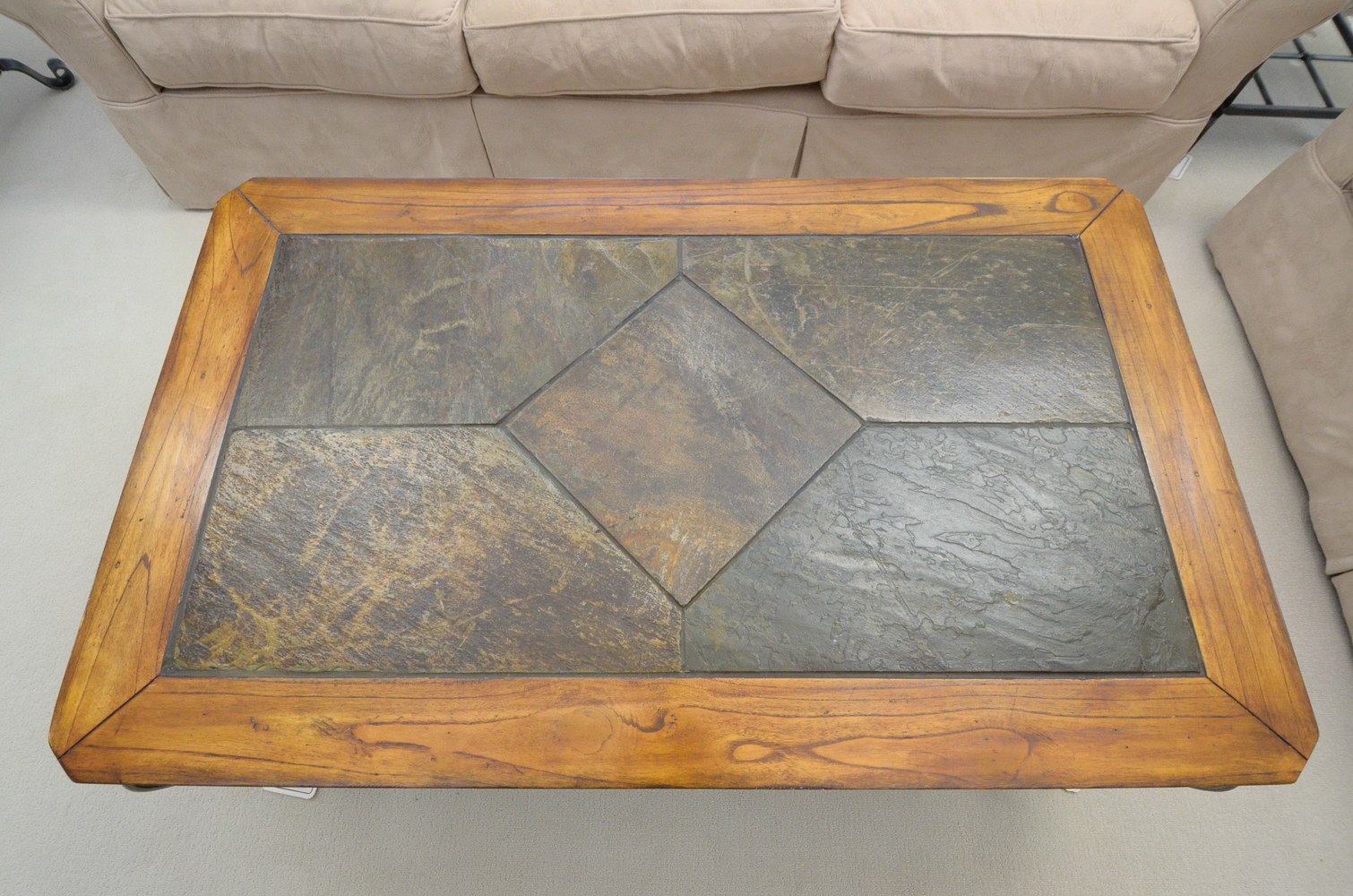 Wood and Stone Tile Coffee Table