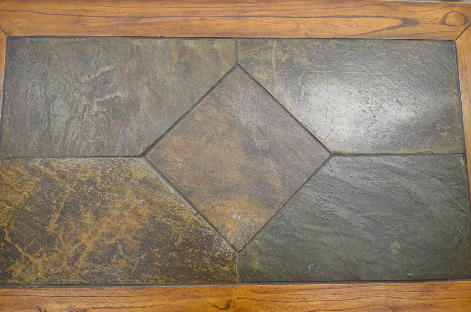 Wood and Stone Tile Coffee Table