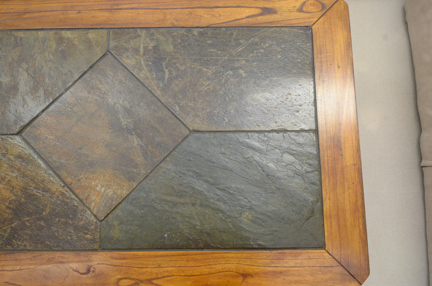 Wood and Stone Tile Coffee Table