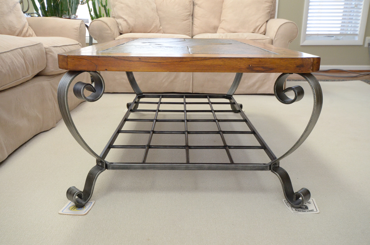 Wood and Stone Tile Coffee Table