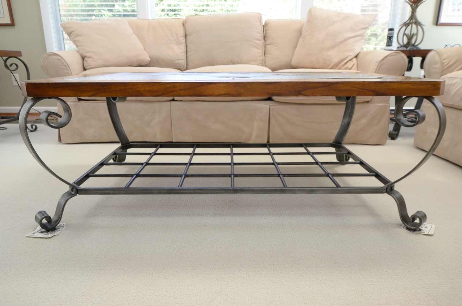 Wood and Stone Tile Coffee Table