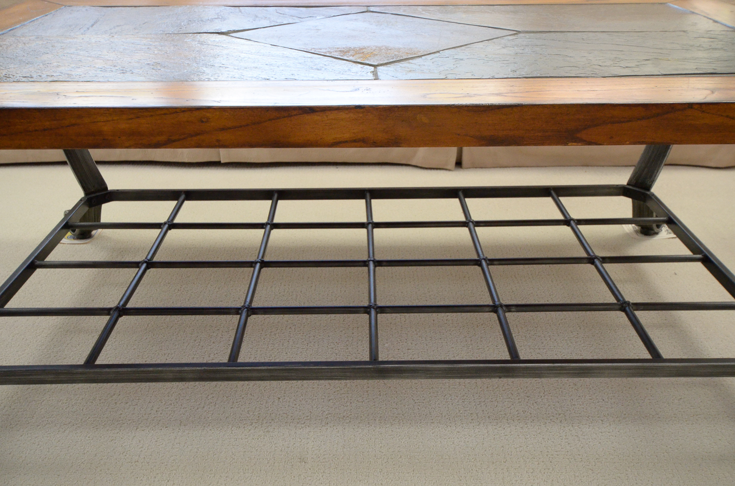 Wood and Stone Tile Coffee Table