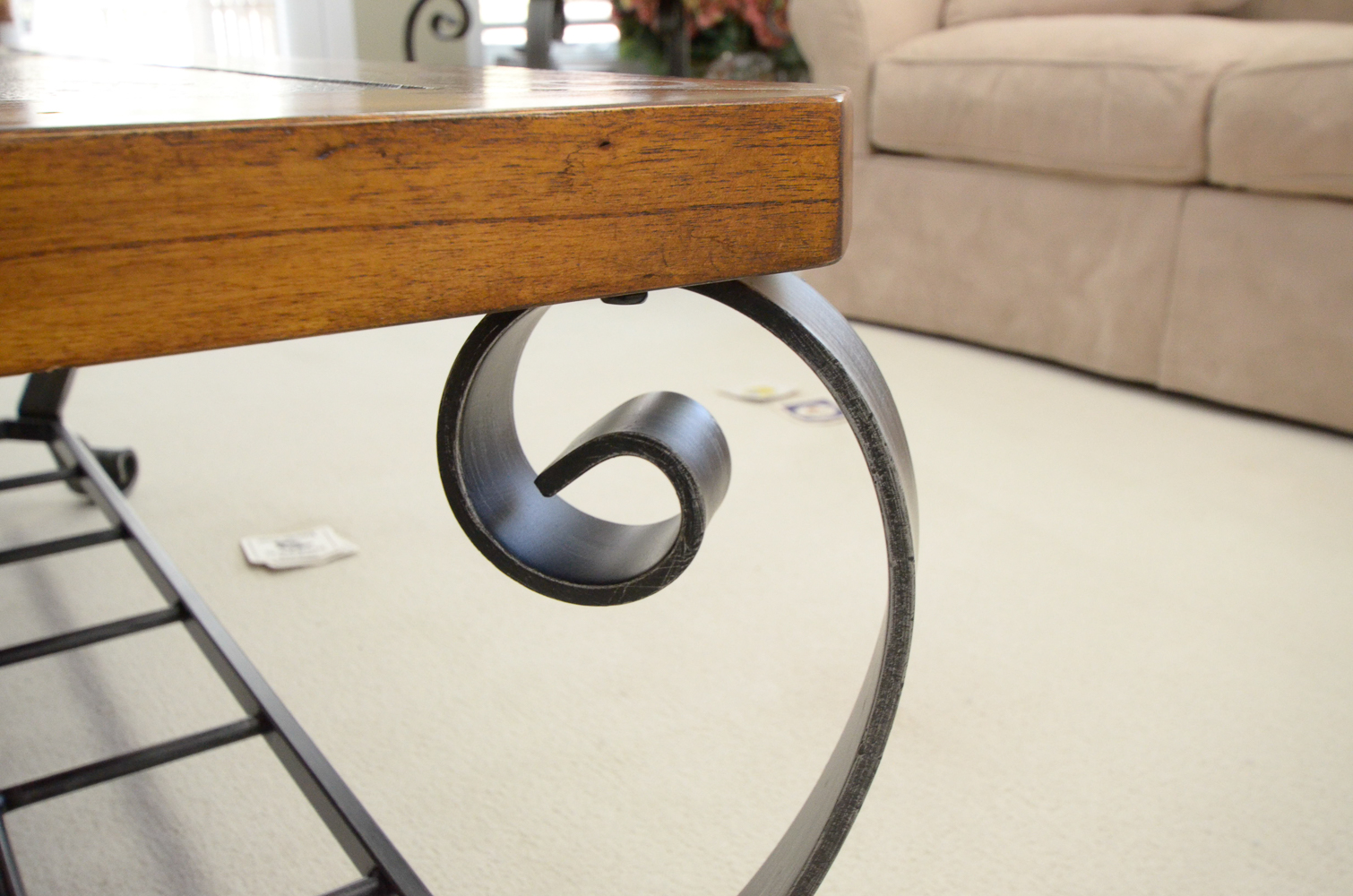 Wood and Stone Tile Coffee Table