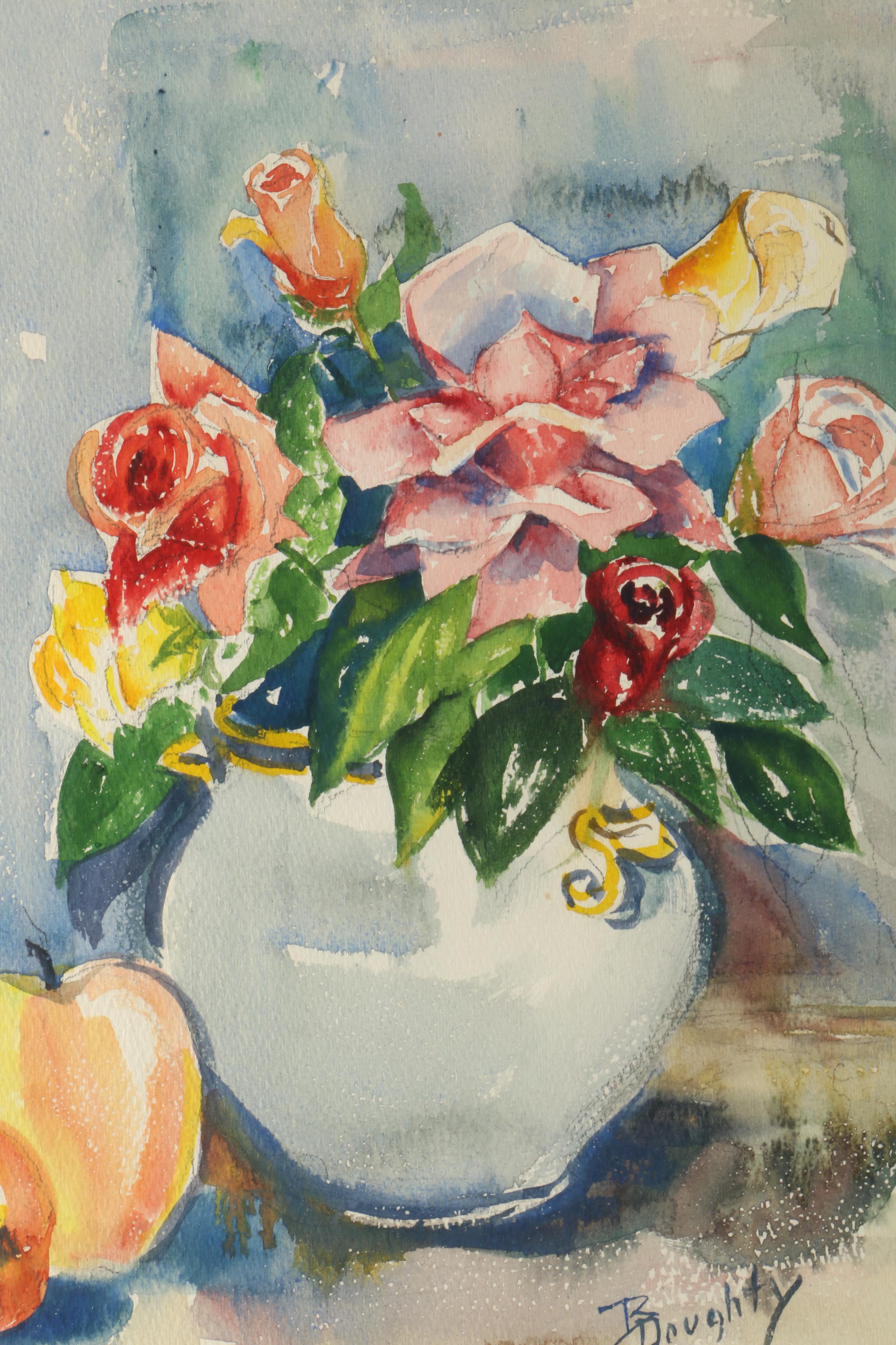 B. Doughty Watercolor Painting on Paper of Still Life