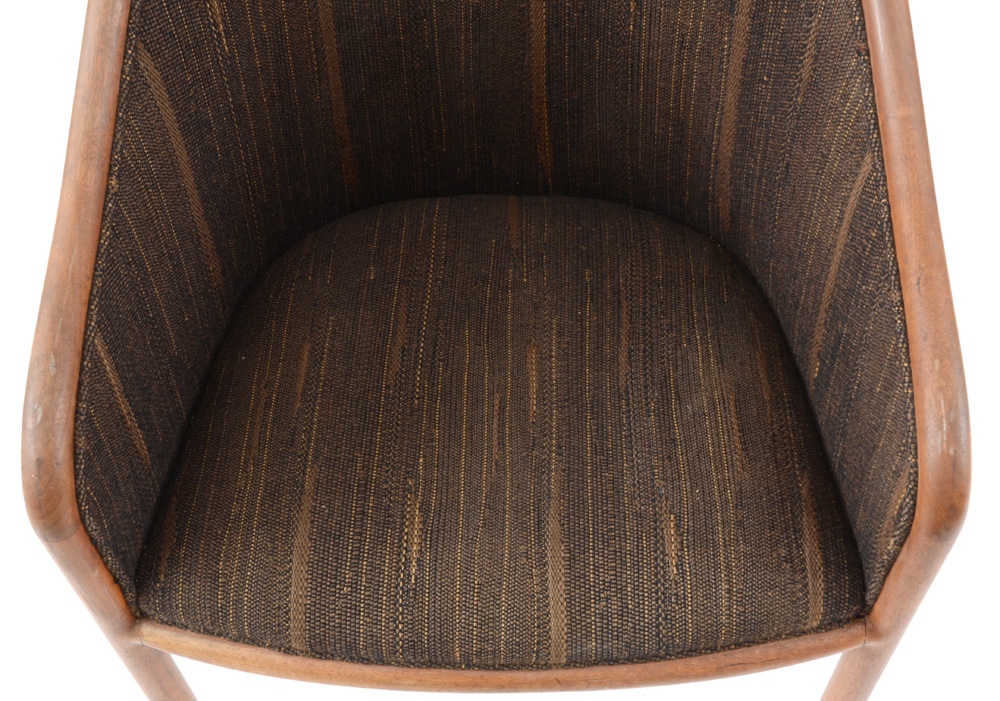 Pair of Curvilinear Teak Framed Arm Chairs