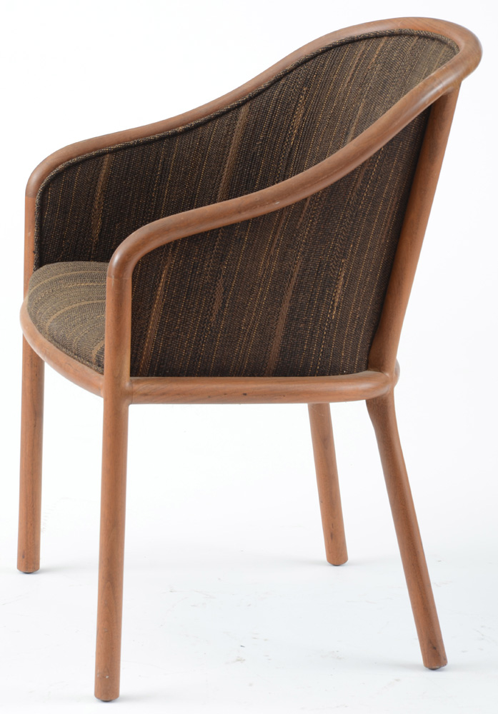 Pair of Curvilinear Teak Framed Arm Chairs