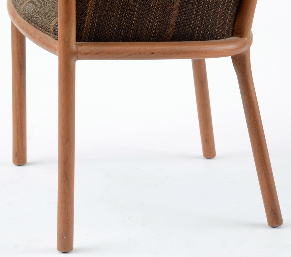 Pair of Curvilinear Teak Framed Arm Chairs