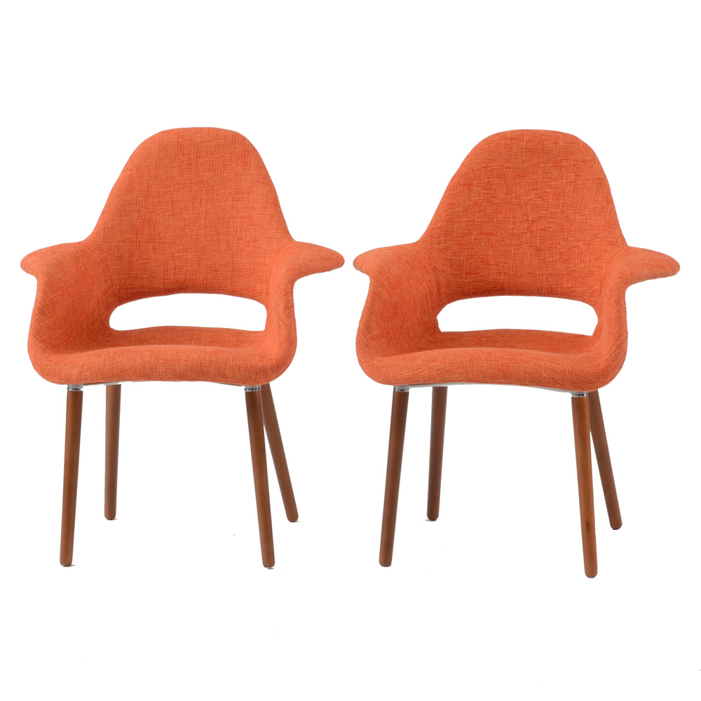 Pair of Poly and Bark Organic Armchairs in Orange