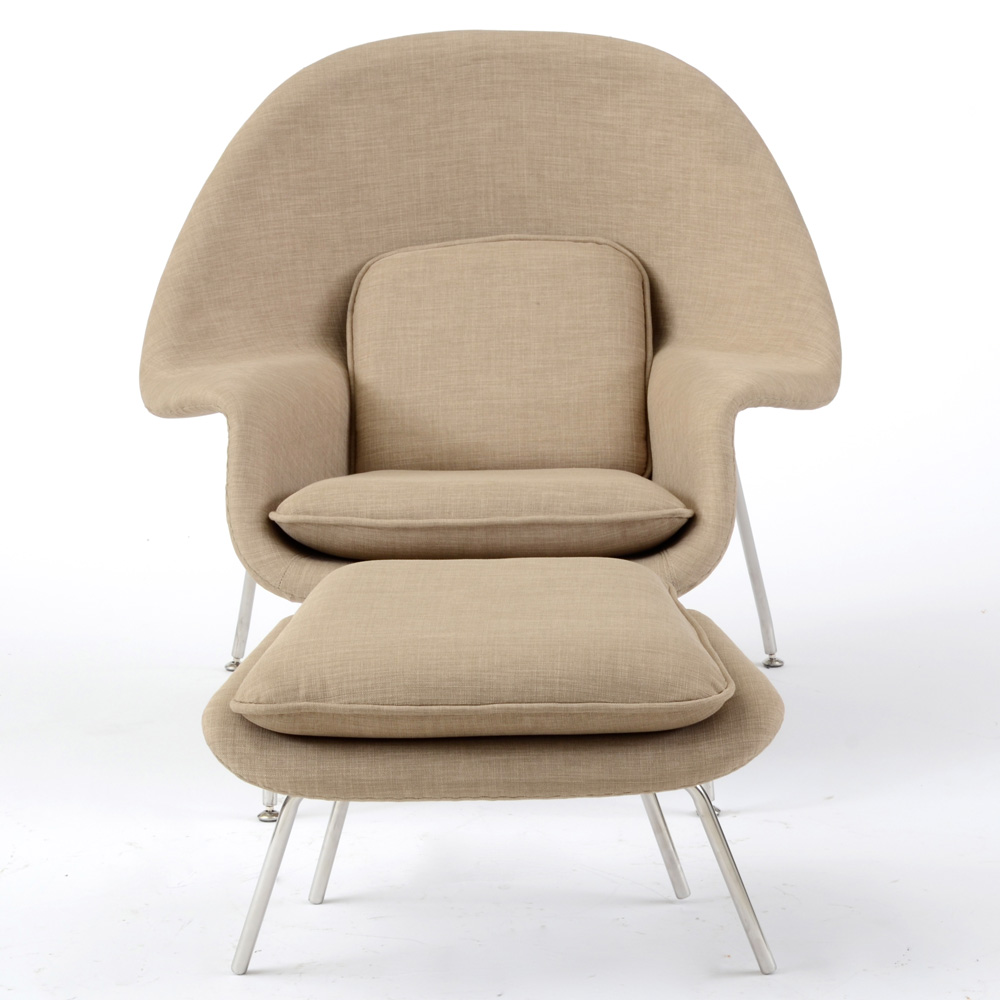 Modernist "Womb Chair" with Ottoman