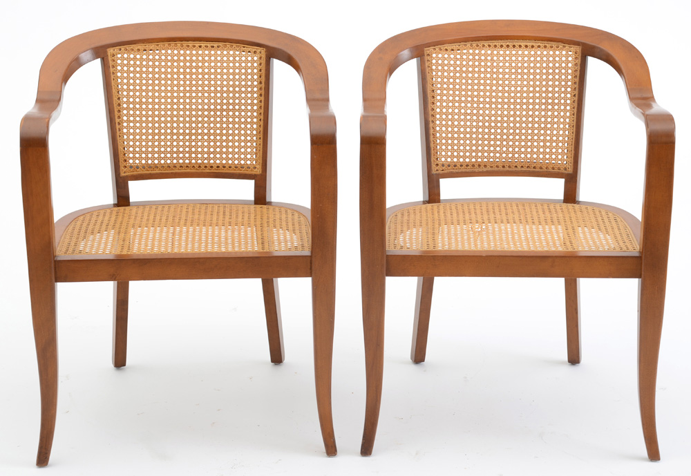 Pair of Ed Wormley for Dunbar Caned Armchairs