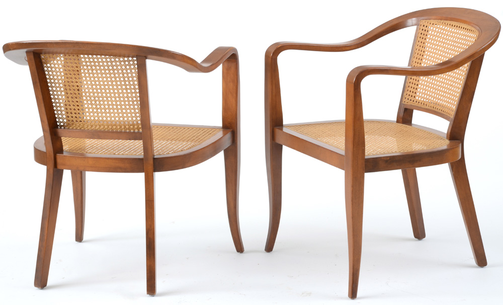 Pair of Ed Wormley for Dunbar Caned Armchairs