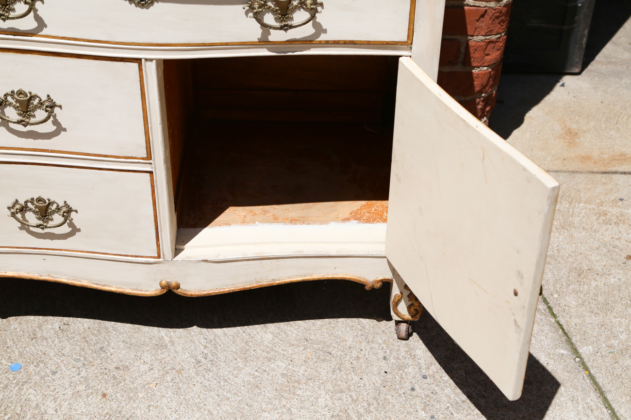 French Provincial Style Storage Chest With Marble Top