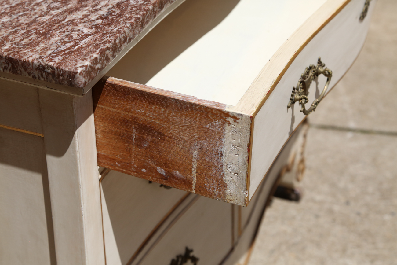 French Provincial Style Storage Chest With Marble Top