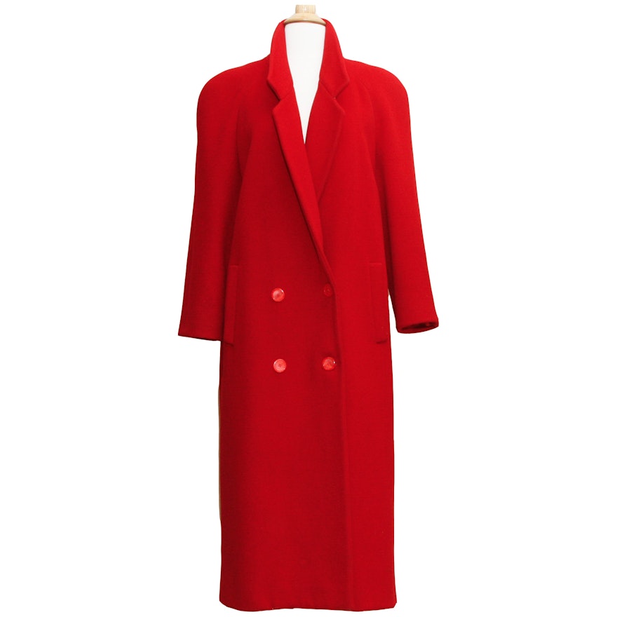Forstmann Fabulaine Red Wool Double-Breasted Full-Length Coat