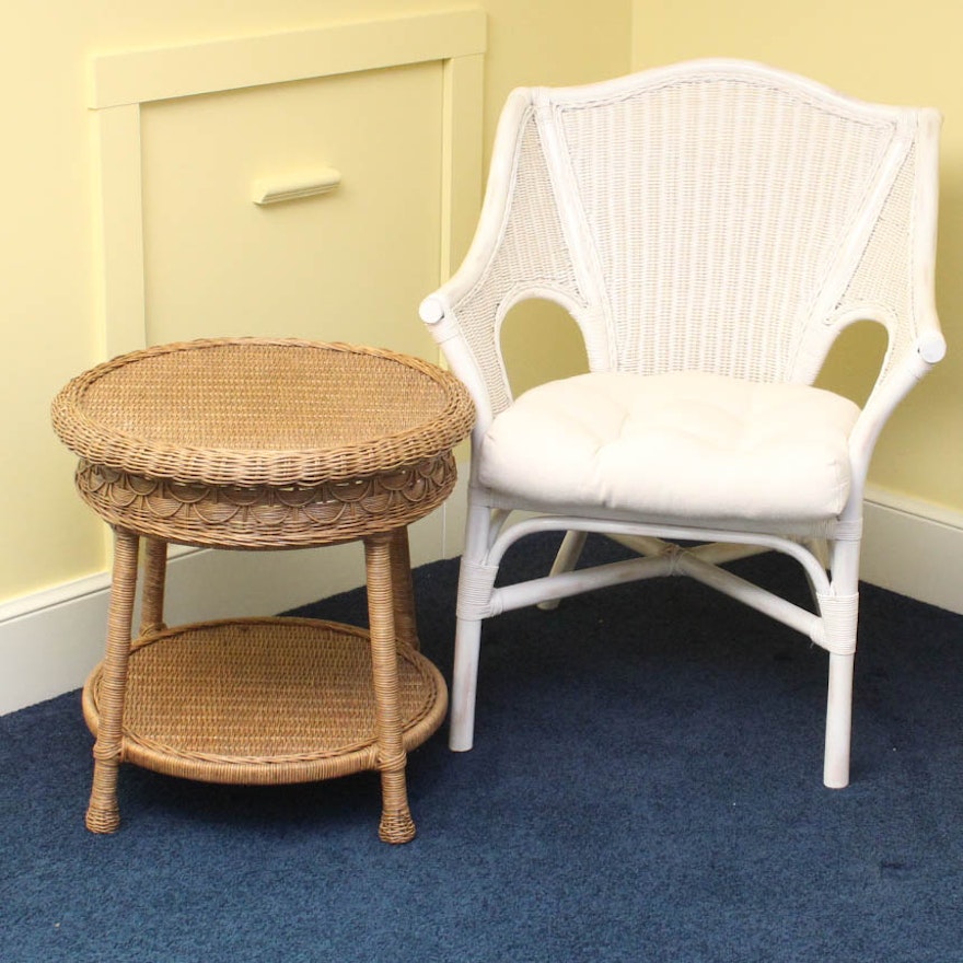 Rattan Wicker Table and Chair