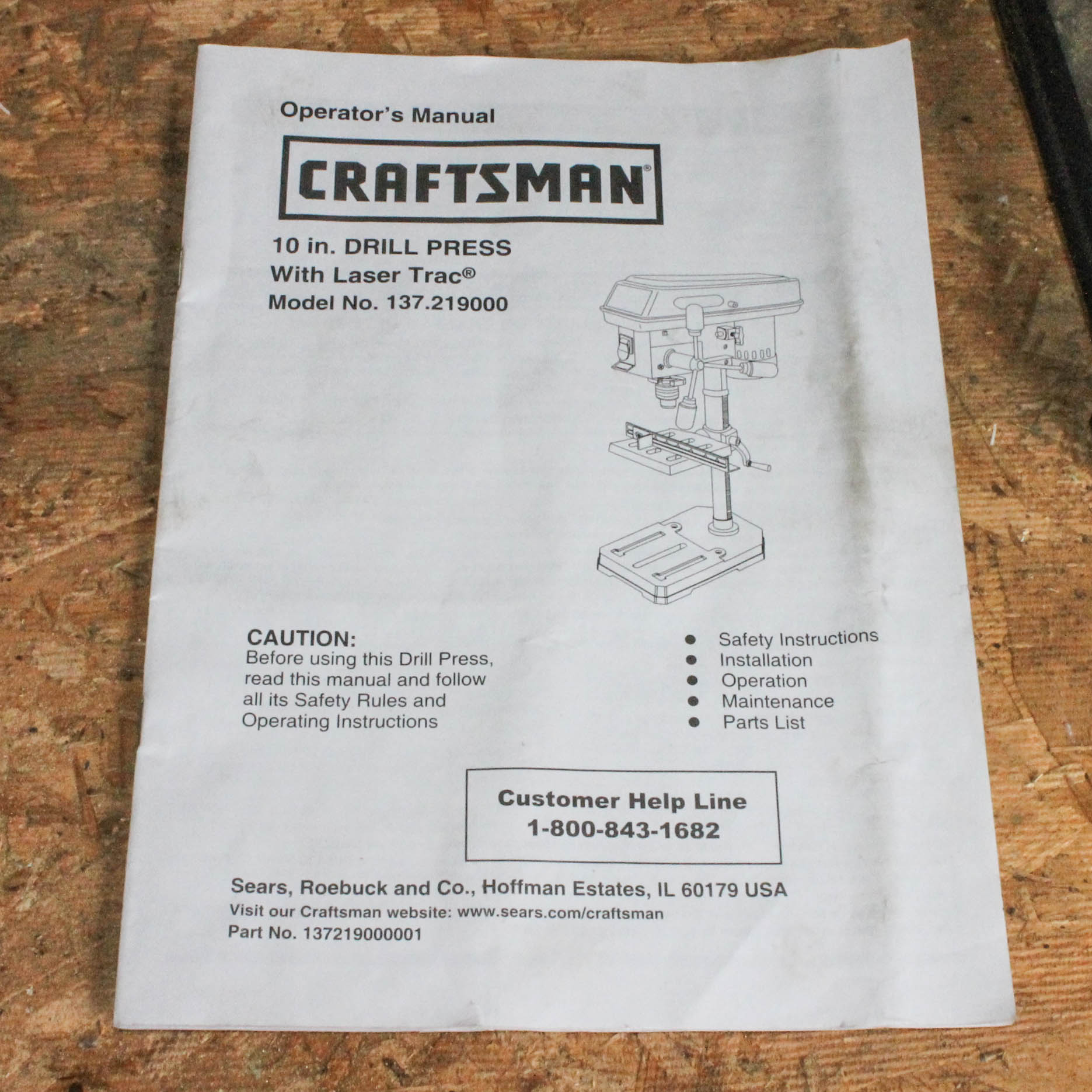 Craftsman 2/3 HP Drill Press with Laser Trac