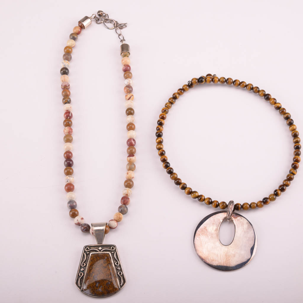 Collection of Red, Orange, and Brown Beaded Fashion Jewelry