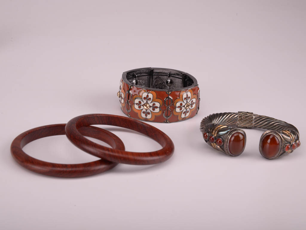 Collection of Red, Orange, and Brown Beaded Fashion Jewelry