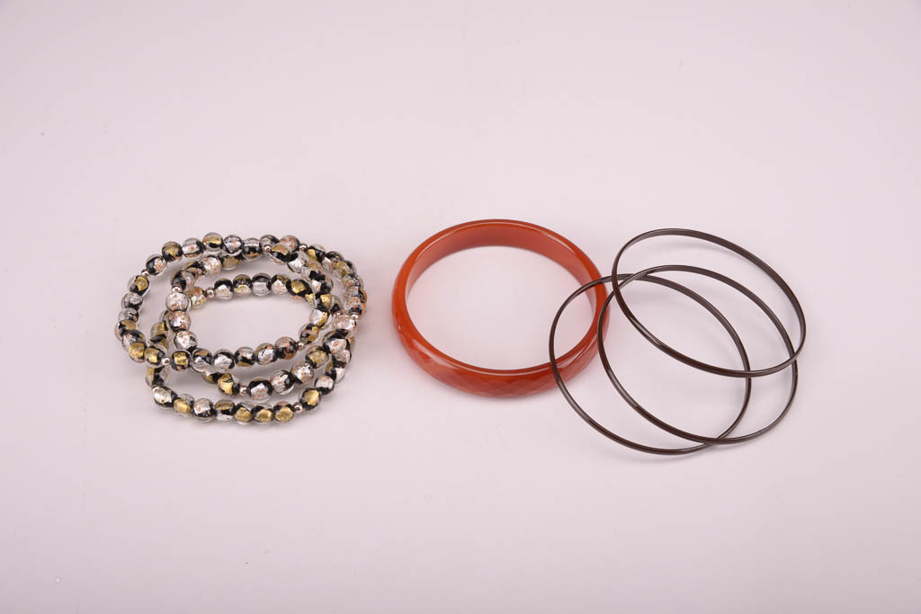 Collection of Red, Orange, and Brown Beaded Fashion Jewelry