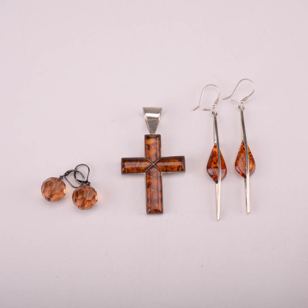 Collection of Red, Orange, and Brown Beaded Fashion Jewelry
