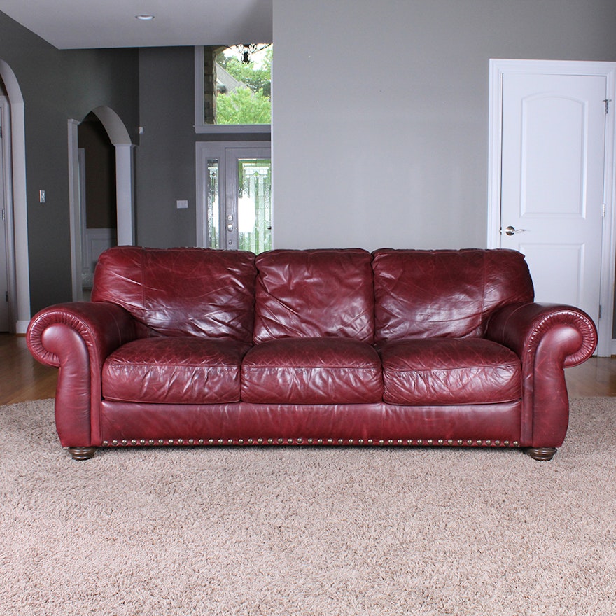 Burgundy Leather Sofa