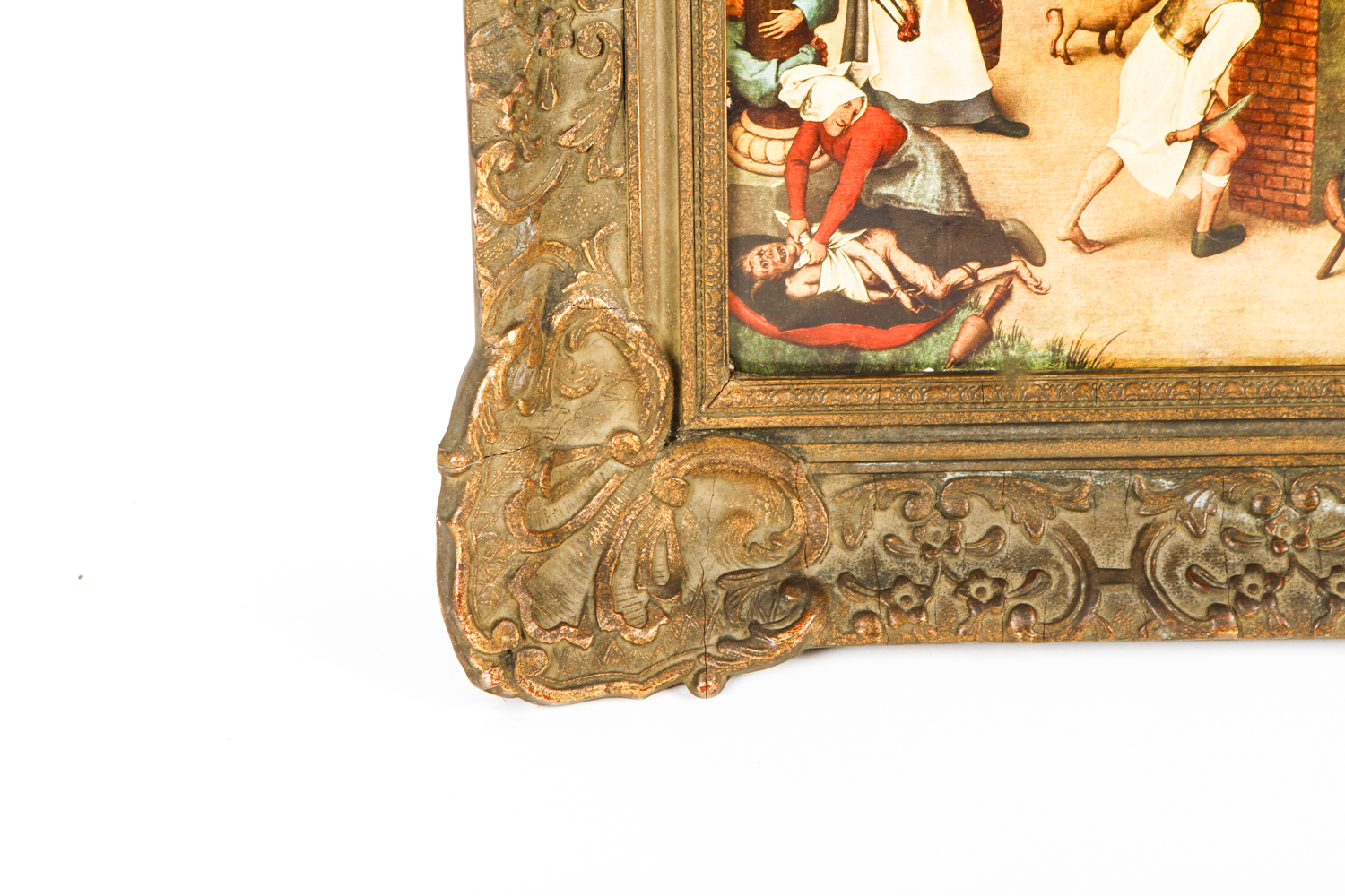 After Pieter Bruegel Lithograph Print on Board "Netherlandish Proverbs"