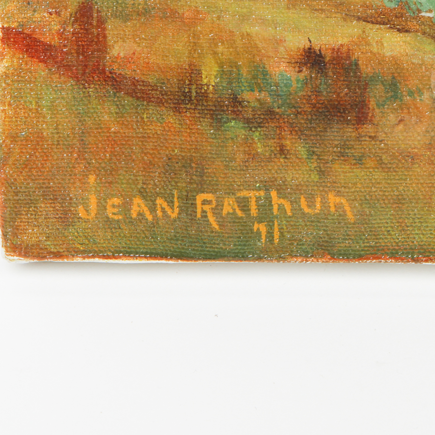 Jean Rathun Oil Painting on Canvas "Woodland Stream at Sunset"