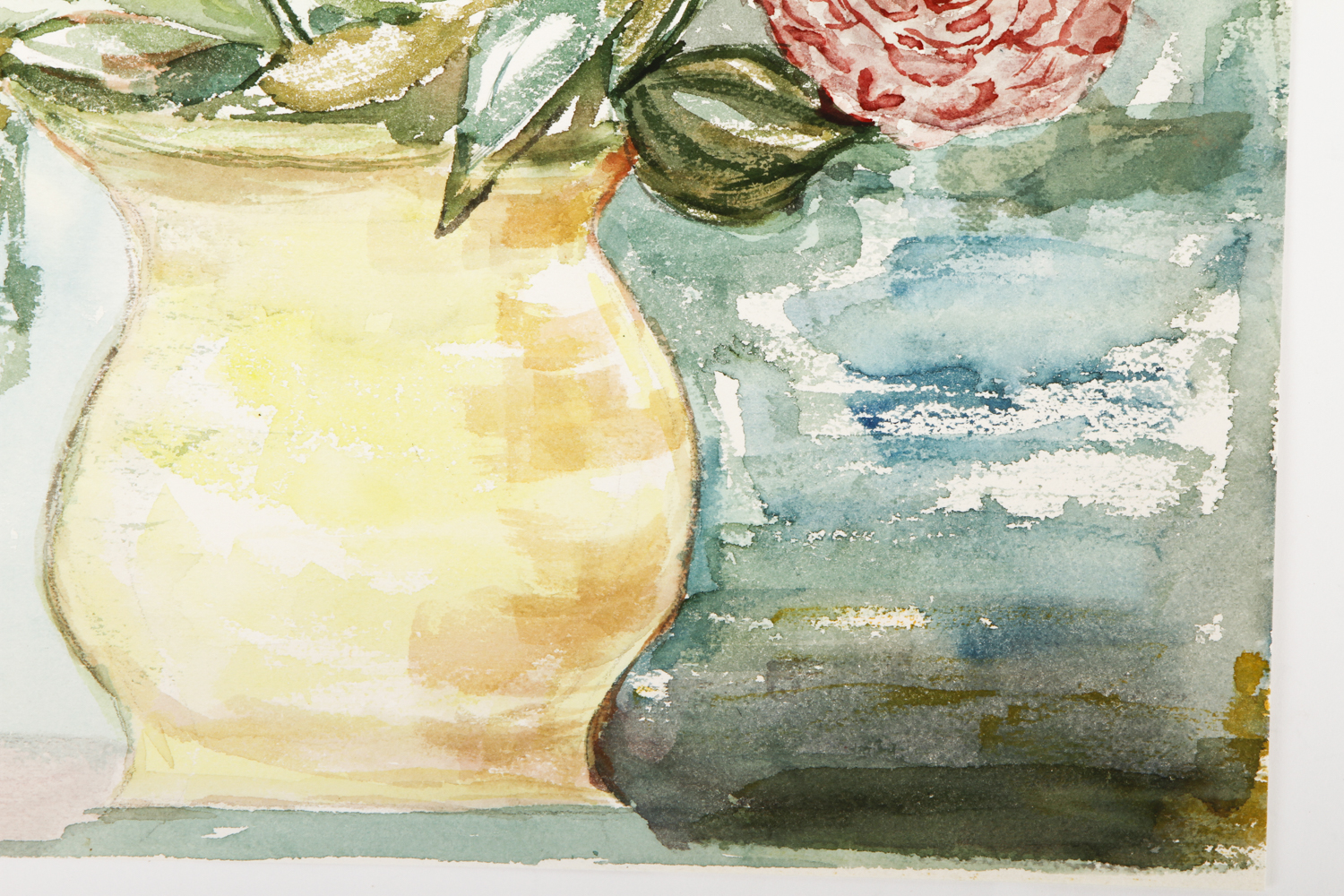 Watercolor Painting on Paper Floral Still Life