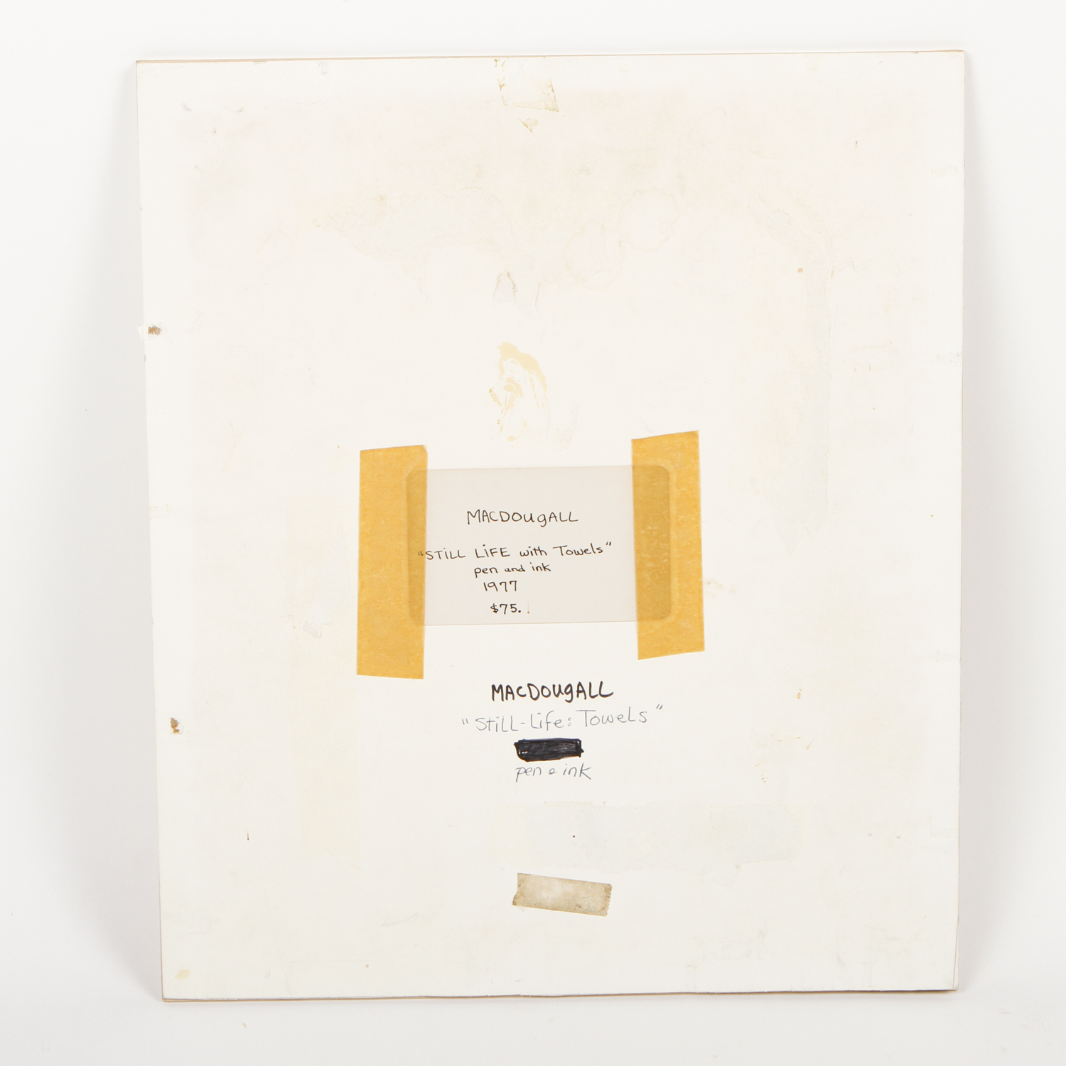 MacDougall Pen and Ink Drawing on Paper "Still Life with Towels"