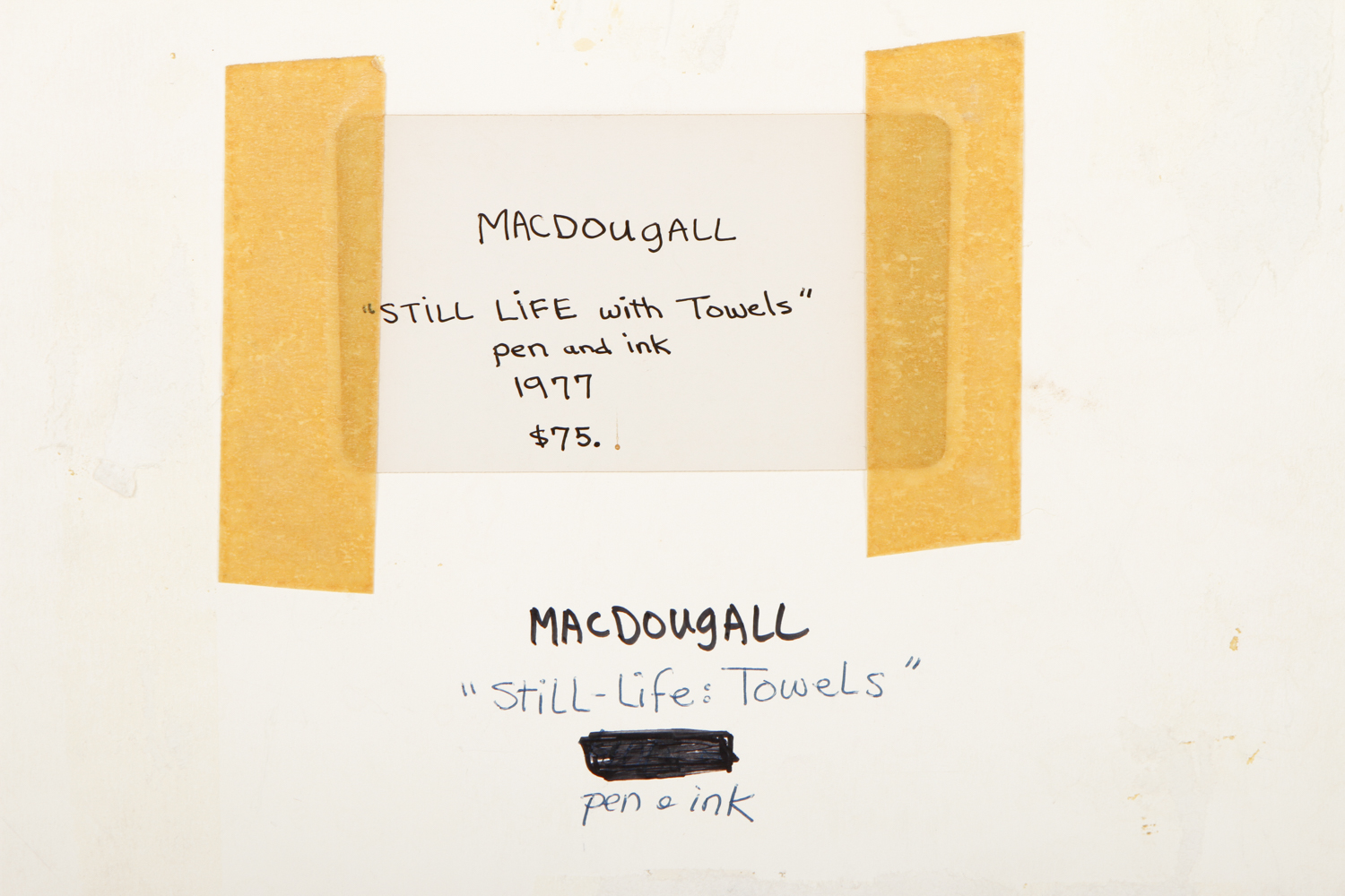 MacDougall Pen and Ink Drawing on Paper "Still Life with Towels"
