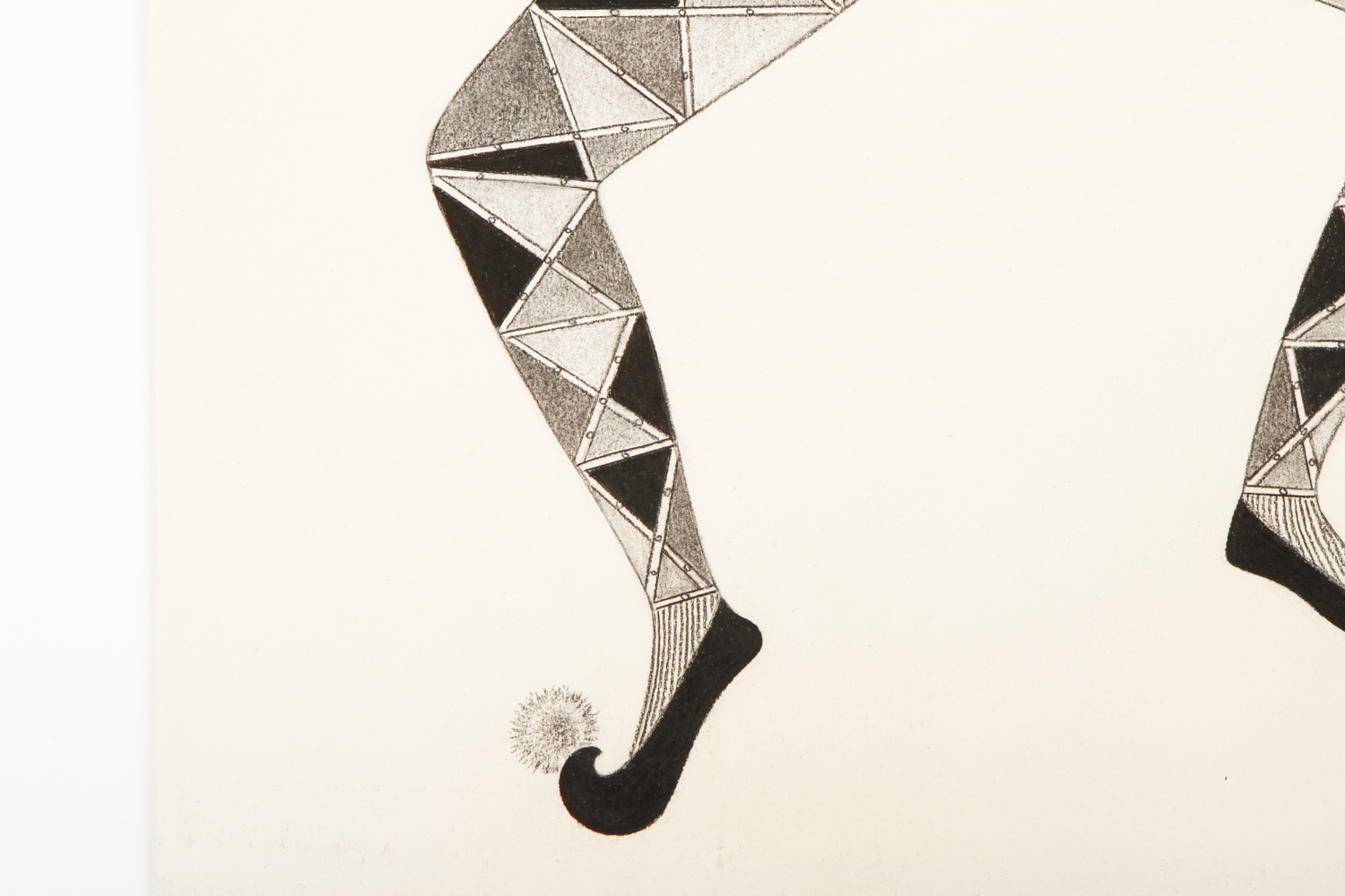 S. Burns Pen and Ink Drawing on Paper "Pantin, Commedia dell'Arte Figure"