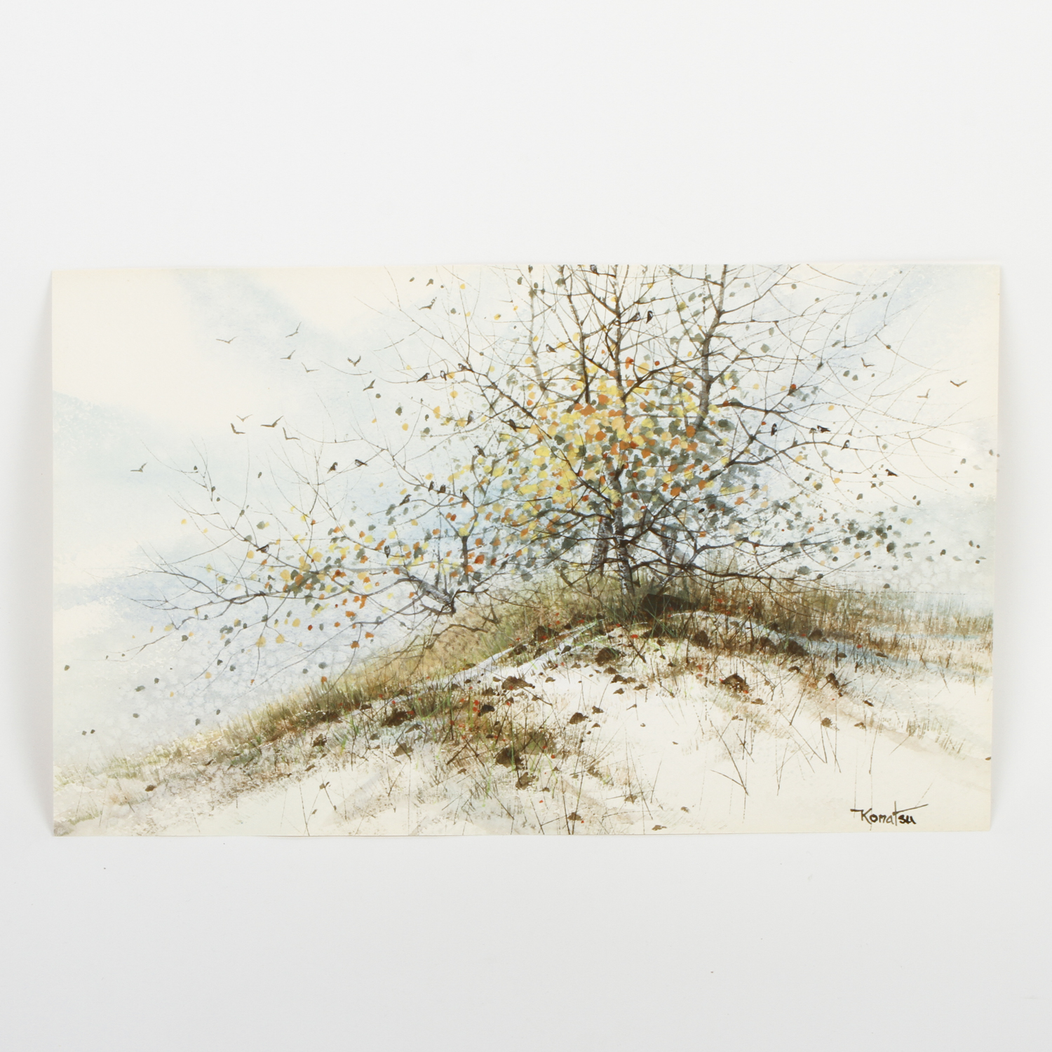 Komatsu Watercolor Painting on Paper "Late Autumn"