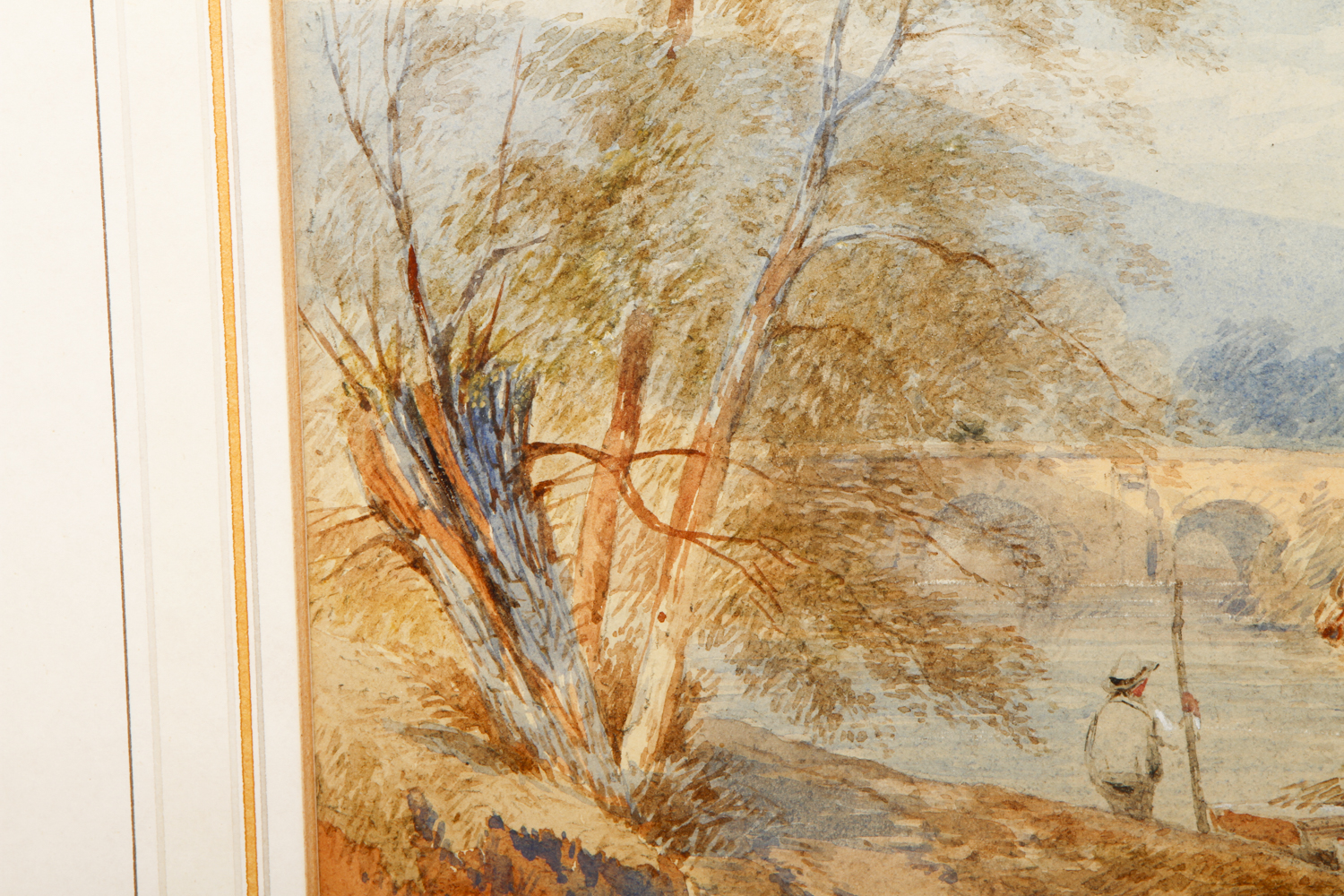 Watercolor and Gouache Painting on Paper of a Quaint English Landscape