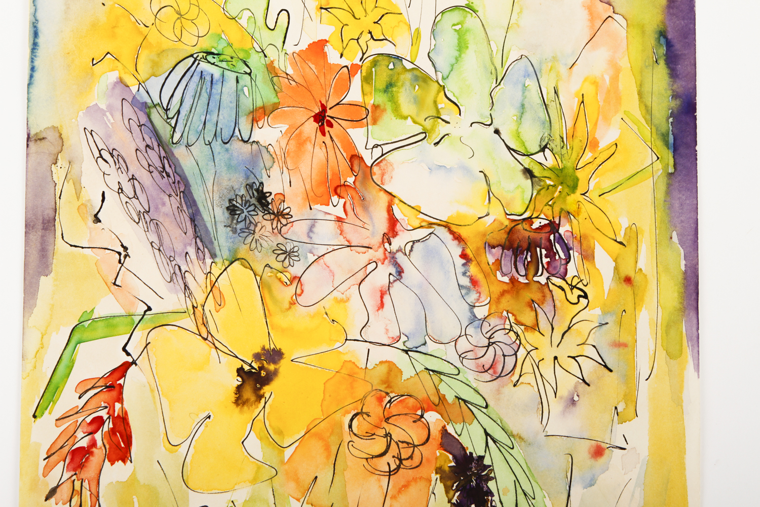 Ink and Watercolor Painting on Paper