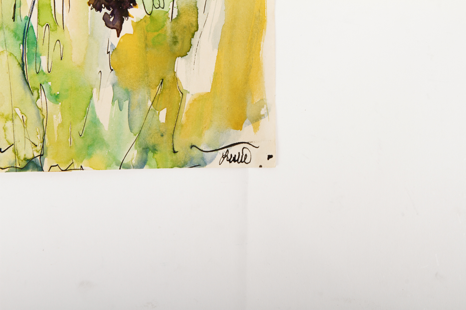 Ink and Watercolor Painting on Paper