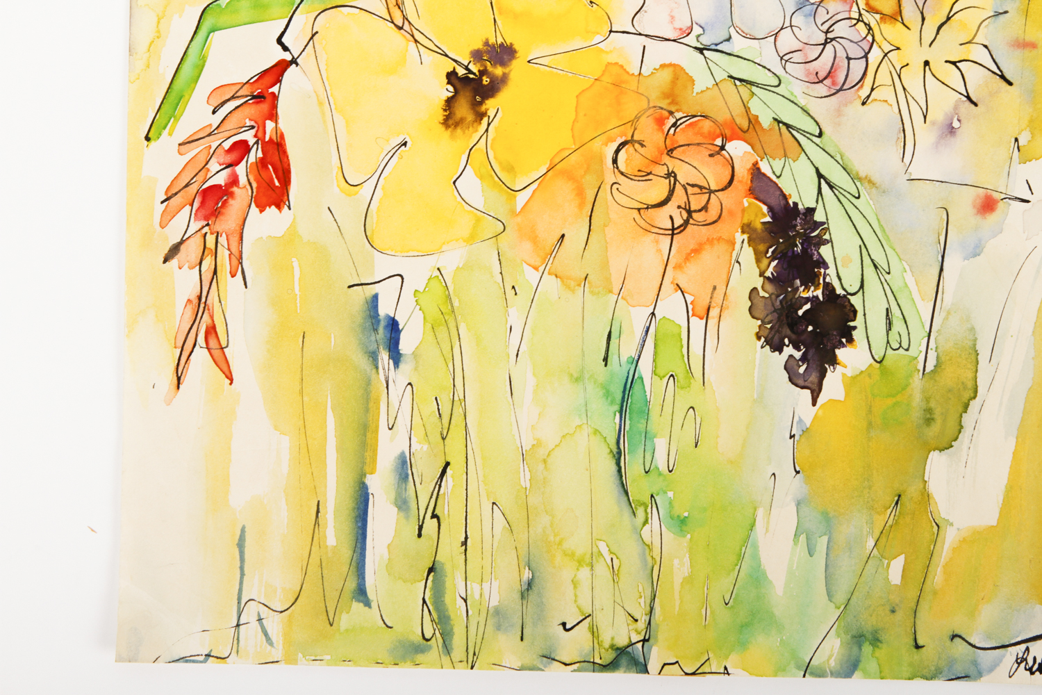 Ink and Watercolor Painting on Paper