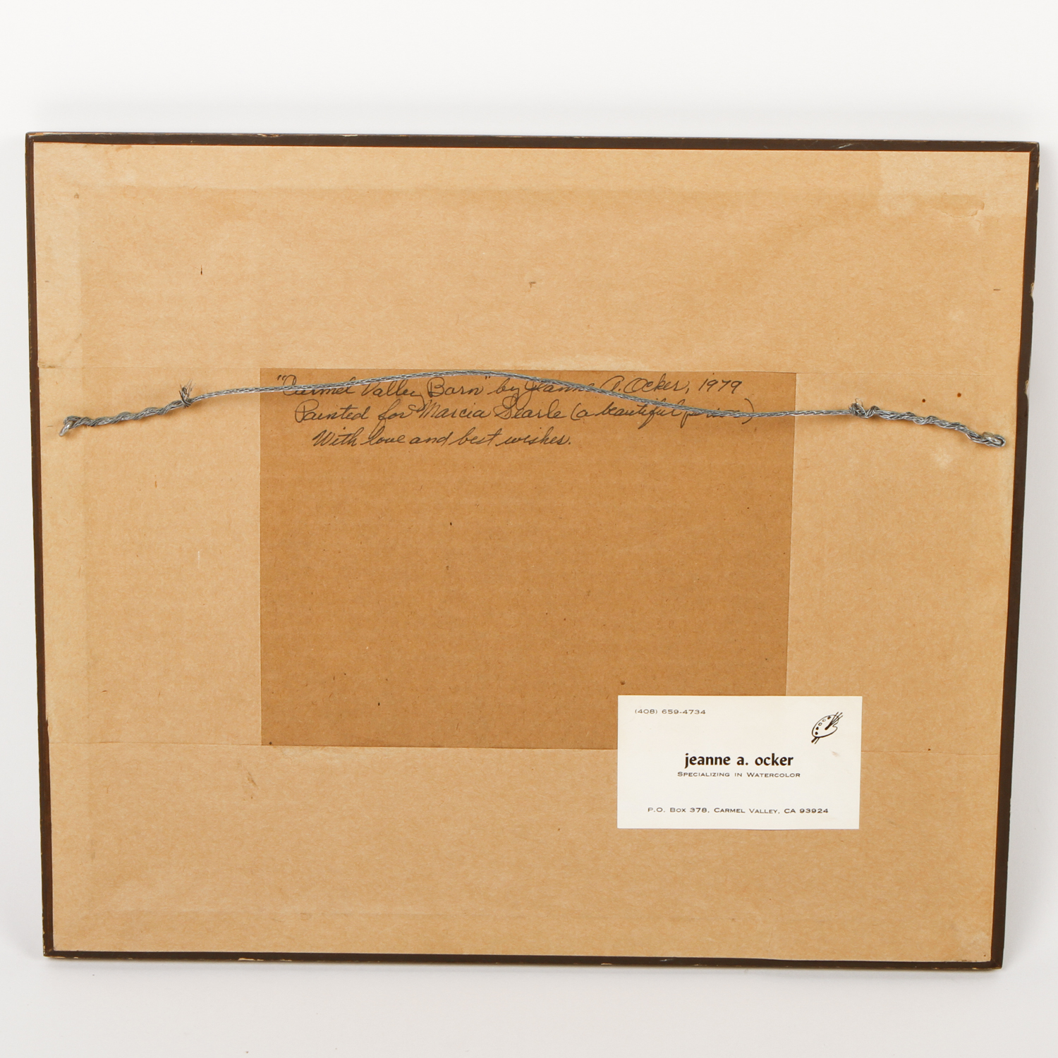 Jeanne A. Ocker Watercolor Painting on Paper "Carmel Valley Barn"