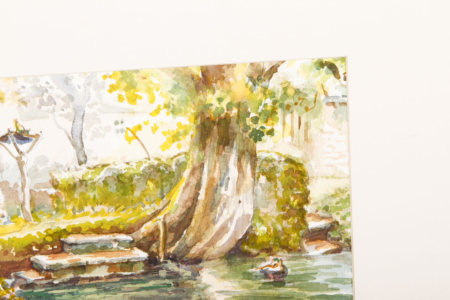 Ann Thermann Mixed Media Painting on Paper "Broadway, England" by Ann Thermann