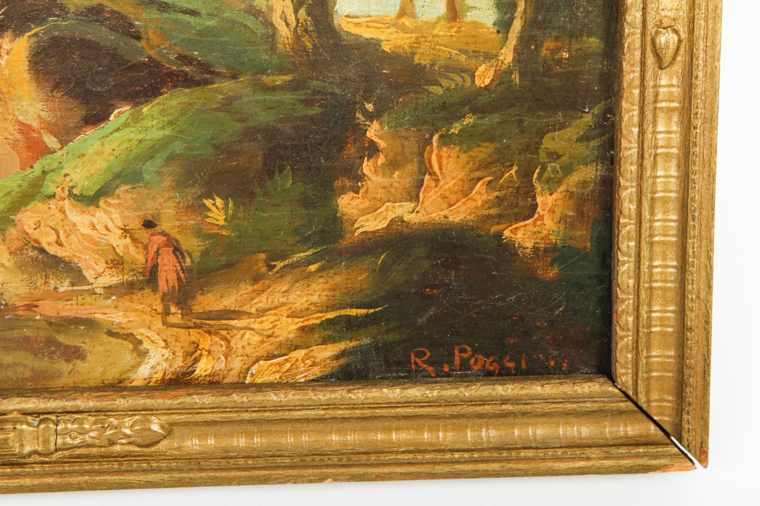 Oil Painting on Panel "Figures in Landscape" Attributed to Raphael Poggi